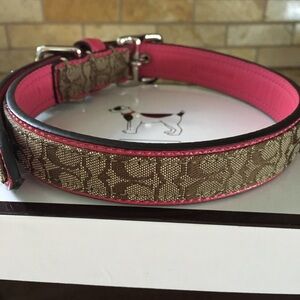 Coach Signature Pink and Tan Dog Collar